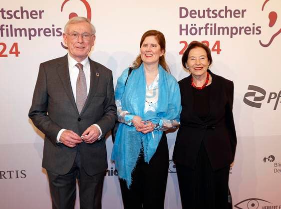 Horst Koehler, Ulrike Koehler, Eva Luise Koehler beim Deutschen Hoerfilmpreis 2024 in der Hauptstadtrepraesentanz der Deutschen Telekom Berlin.