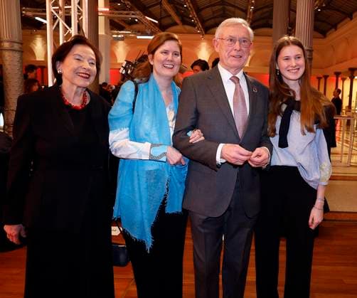 Eva Luise Koehler, Ulrike Koehler, Horst Koehler, Enkelin Kristina Koehler beim Deutschen Hoerfilmpreis 2024 in der Hauptstadtrepraesentanz der Deutschen Telekom Berlin.