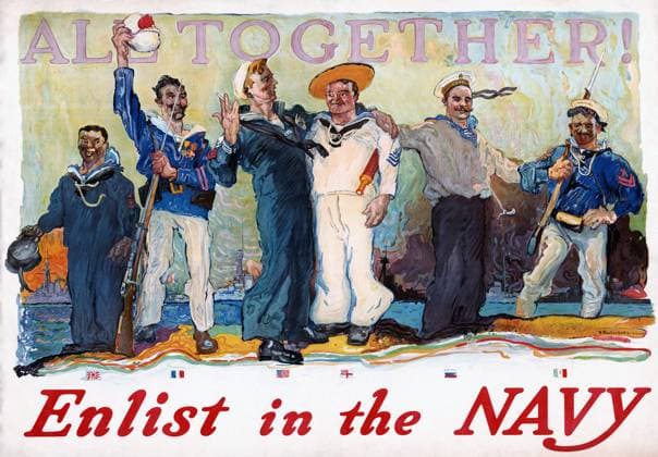 WORLD WAR I: U.S. POSTER. All Together! World War I U.S. Navy recruiting poster, 1917, urging Allied solidarity.  Copyright: xGRANGERx xGRANGERx 0034472