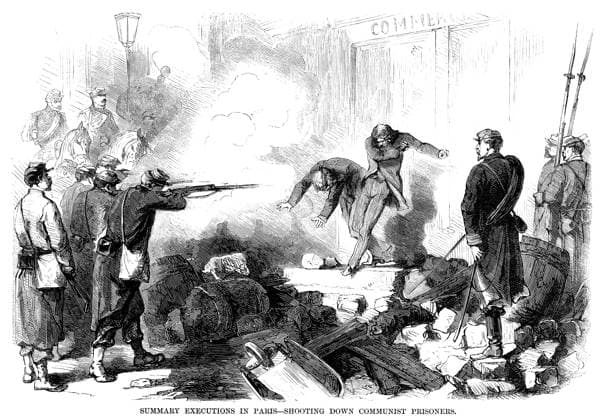 PARIS COMMUNE, 1871. Summary executions in Paris. Shooting down communist prisoners. Wood engraving from a contemporary American newspaper.  Copyright: xGRANGERx xGRANGERx 0035865
