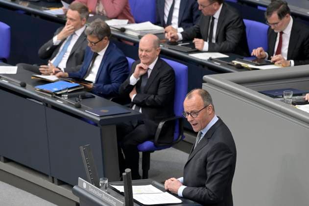 News Themen der Woche KW12 News Bilder des Tages Friedrich Merz in der 159. Sitzung des Deutschen Bundestages im Reichstagsgebäude. Berlin, 20.03.2024 *** Friedrich Merz at the 159th session of the German Bundestag in the Reichstag building Berlin, 20 03 2024 Foto:xF.xKernx xFuturexImagex bundestagssitzung159_4360