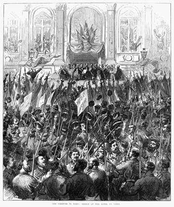 PARIS COMMUNE, 1871. The Hotel de Ville. Wood engraving from a contemporary English newspaper, 1871.  Copyright: xGRANGERx xGRANGERx 0041033