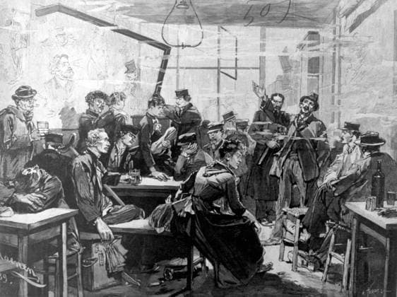 PARIS CABARET, 1889. Cabaret du Pere Lunette, near Place Maubert. Engraving, 1889, by d H. Thiriat.  Copyright: xGRANGERx xGRANGERx 0042186