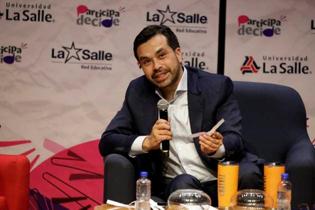 March 20, 2024, Mexico City, Mexico: Jorge Alvarez Maynez, candidate for Presidency of Mexico by the Citizen Movement Party, speaks on a meet with Universidad La Salle students as part of their campaign activities heading to the presidency of Mexico. on March 20, 2024 in Mexico City, Mexico. Mexico City Mexico - ZUMAe321 20240320_zia_e321_043 Copyright: xLuisxBarronx