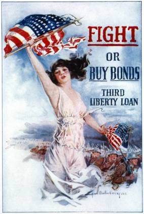 WORLD WAR I: LIBERTY LOAN. Fight or Buy Bonds. American World War I Liberty Loan poster by Howard Chandler Christy, 1917.  Copyright: xGRANGERx xGRANGERx 0052614