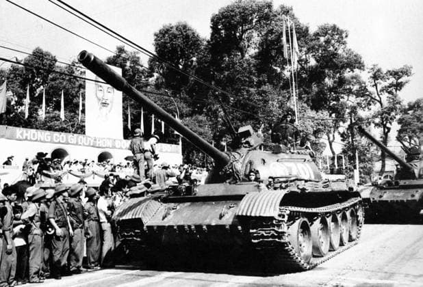 RECORD DATE NOT STATED Vietnam: North Vietnamese T54 tanks on a victory parade through the streets of Saigon, April 1975 The Fall of Saigon was the capture liberation of Saigon, the capital of South Vietnam, by the People s Army of Vietnam and the National Liberation Front on April 30, 1975. The event marked the end of the Vietnam War and the start of a transition period leading to the formal reunification of Vietnam under Communist rule.<br ><br > North Vietnamese forces under the command of the Senior General VÄƒn Tiáº¿n DÅ ng began their final attack on Saigon, which was commanded by General Nguyen Van Toan on April 29, with a heavy artillery bombardment.<br ><br > By the afternoon of the next day, North Vietnamese troops had occupied the important points Copyright: xxPicturesxFromxHistoryx