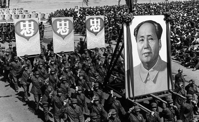 RECORD DATE NOT STATED China: A scene from the Cultural Revolution (1966-1976), mass demonstration in Shenyang, 1968. The Chinese characters read In Our Hearts , with reference to Chairman Mao Zedong The Great Proletarian Cultural Revolution, commonly known as the Cultural Revolution (Chinese: æ–‡aa–a¤ßé a‘½), was a socio-political movement that took place in the People s Republic of China from 1966 through 1976. Set into motion by Mao Zedong, then Chairman of the Communist Party of China, its stated goal was to enforce socialism in the country by removing capitalist, traditional and cultural elements from Chinese society, and impose Maoist orthodoxy within the Party. The revolution marked the return of Mao Zedong to a position of political power, after he lost Copyright: xxPicturesxFromxHistoryx