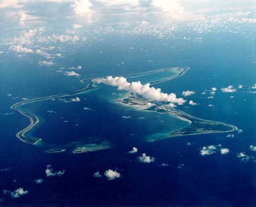 BIOT (British Indian Ocean Territory): Diego Garcia Base The British Indian Ocean Territory (BIOT) or Chagos Islands (formerly the Oil Islands) is an overseas territory of the United Kingdom situated in the Indian Ocean, halfway between Africa and Indonesia. The territory comprises a group of seven atolls comprising more than 60 individual islands, situated some 500 kilometers (310 mi) due south of the Maldives archipelago. The largest island is Diego Garcia (area 44 km squared), the site of a joint military facility of the United Kingdom and the United States. Following the eviction of the native population (Chagossians) in the 1960s, the only inhabitants are US and British military personnel and associated contractors, who collectively nu Copyright: xxPicturesxFromxHistoryx
