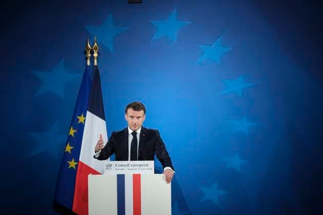 News Themen der Woche KW12 News Bilder des Tages President Macron At EU Summit - Brussels French President Emmanuel Macron is talking to media at the end of an EU Summit in the Justus Lipsius building, the EU Council headquarter on March 22, 2024 in Brussels, Belgium. On 21 and 22 March, the European Council adopted conclusions on Ukraine, security and defence, the Middle East, enlargement and reforms, external relations, migration, agriculture, preparedness and crisis response and the European Semester. Photo by Monasse T ANDBZ ABACAPRESS.COM Brussels Brussels-Capital Belgium  Copyright: xMonassexThierry ANDBZ ABACAx