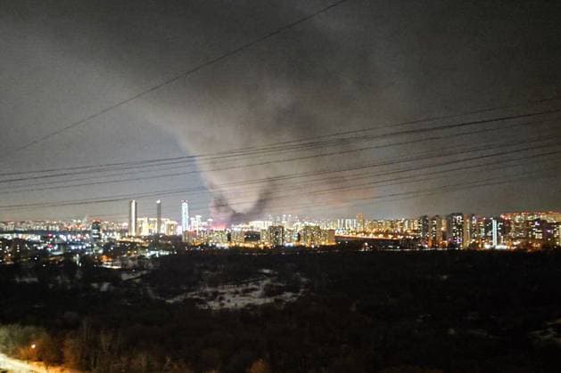 RUSSIA, MOSCOW REGION - MARCH 22, 2024: Smoke rises over the Crocus City Hall in the town of Krasnogorsk where unidentified persons opened fire. Evacuation is underway. Maria Ustimenko TASS  68457080