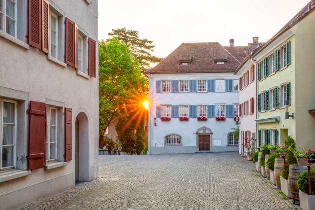 Residential houses of Sargans old town at St Gallen in Switzerland, MAMF02920
