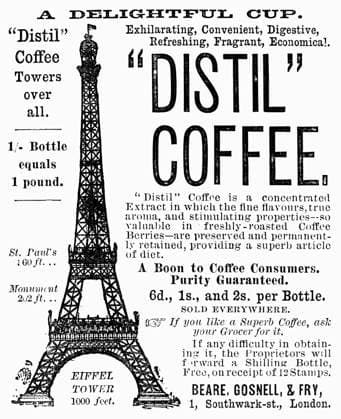 DISTIL COFFEE, 1889. English newspaper advertisement, 1889.  Copyright: xGRANGERx xGRANGERx 0090723