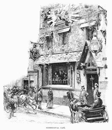 PARIS: CAFE, 1889. Neomedieval cafe in Paris, France. Line engraving, 1889.  Copyright: xGRANGERx xGRANGERx 0097715
