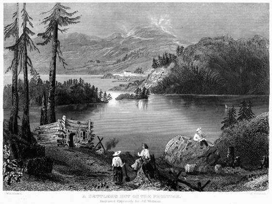 WEST: SETTLEMENT, c1838. A settlement on the western frontier. Steel engraving after William Henry Bartlett, c1838.  Copyright: xGRANGERx xGRANGERx 0101969