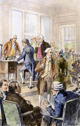 DECLARATION OF INDEPENDENCE Signing of the Declaration of Independence on 4 July 1776. Drawing by Henry A. Ogden (1856-1936).  Copyright: xSarinxImagesx xGRANGERx 0103047