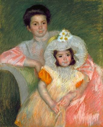 CASSAT: WOMAN & GIRL, c1902. Reine Lefebvre and Margot. Pastel on brown paper by Mary Cassat, c1902.  Copyright: xGRANGERx xGRANGERx 0104972