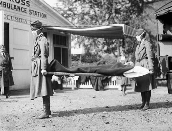 INFLUENZA EPIDEMIC, 1918. Red Cross workers at Washington, D.C., during the influenza epidemic of 1918.  Copyright: xGRANGERx xGRANGERx 0106597