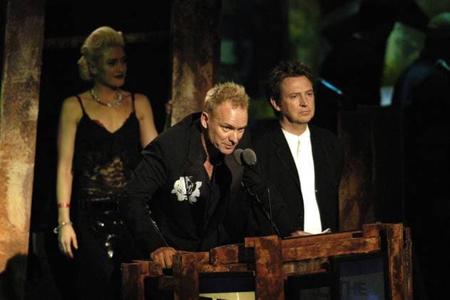 18TH ANNUAL ROCK AND ROLL HALL OF FAME INDUCTION NY STEWART COPELAND, STING AND ANDY SUMMERS FORMERLY OF THE POLICE AT THE ROCK AND ROLL HALL OF FAME FOUNDATION S 18TH ANNUAL INDUCTION CEREMONY. WALDORF ASTORIA. NEW YORK CITY. 10 MARCH 2003. PICTURES UCAL, Credit:Kristin Callahan Avalon 0537476513