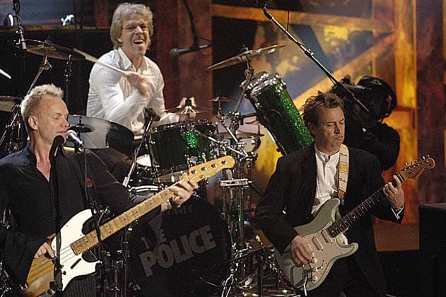 THE POLICE TO REFORM IN 2007 ANDY SUMMERS, STING AND STEWART COPELAND FORMERLY OF THE POLICE AT THE ROCK AND ROLL HALL OF FAME FOUNDATION S 18TH ANNUAL INDUCTION CEREMONY. WALDORF ASTORIA. NEW YORK CITY. 10 MARCH 2003. PICTURES UCAL, Credit:Kristin Callahan Avalon 0537494096