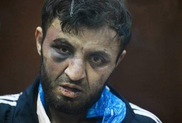Bilder des Jahres 2024, News 03 März News Themen der Woche KW12 News Bilder des Tages Russia Terrorist Attack Suspects Trial 8649236 24.03.2024 Dalerjon Mirzoev, suspected in a terrorist attack on Crocus City Hall concert venue is seen inside a defendant s cage during a hearing on pretrial restrictions at Basmanny district court, in Moscow, Russia. Kirill Zykov Sputnik Moscow Russia  Copyright: xKirillxZykovx