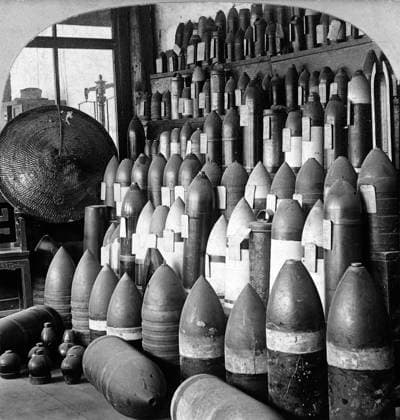 CHINA: TIENTSIN, c1901. Specimens of ancient and modern Chinese bombshells captured by the Allied Forces at Tientsin, China, during the Boxer Rebellion. Stereograph, c1901.  Copyright: xGRANGERx xGRANGERx 0116513
