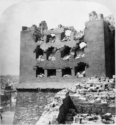 CHINA: BOXER REBELLION. The top of the South Gate destroyed by the bombardment, Beijing, China. Stereograph, c1902.  Copyright: xGRANGERx xGRANGERx 0116718