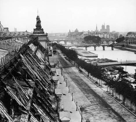 PARIS COMMUNE, 1871. The Pavillon de Flore part of the Louvre, damaged when members of the Paris Commune set the Tuileries Palace on fire, 23 May 1871. The pavillon was restored.  Copyright: xGRANGERx xGRANGERx 0117172