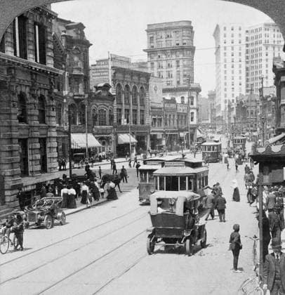 ATLANTA: PEACH TREE STREET. Peach Tree Street in Atlanta, Georgia. Stereograph, c1907.  Copyright: xGRANGERx xGRANGERx 0122258
