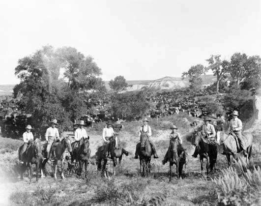 TEXAS: COWBOYS, c1901. A group of cowboys on horseback on a cattle ranch in Texas. Photograph by William Jackson Henry, c1901.  Copyright: xGRANGERx xGRANGERx 0124605