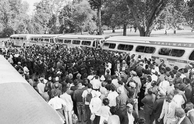 MARCH ON WASHINGTON, 1963. A NAACP group from Wilmington, North Carolina, singing in the street after their arrival to participate in the March on Washington, 28 August 1963.  Copyright: xGRANGERx xGRANGERx 0130917