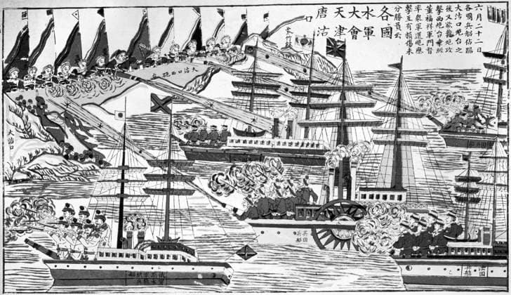 CHINA: TAIPING REBELLION. Battle between Chinese government forces and rebels during the Taiping Rebellion, 1851-64. Contemporary Chinese painting.  Copyright: xGRANGERx xGRANGERx 0166773