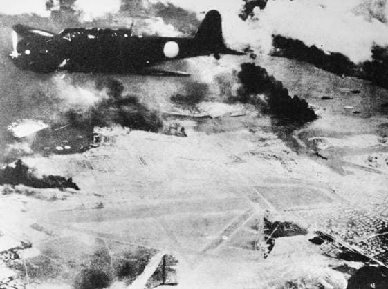 WORLD WAR II: PEARL HARBOR. Photograph taken from a Japanese plane during the attack on Pearl Harbor, Hawaii, 7 December 1941.  Copyright: xGRANGERx xGRANGERx 0167124