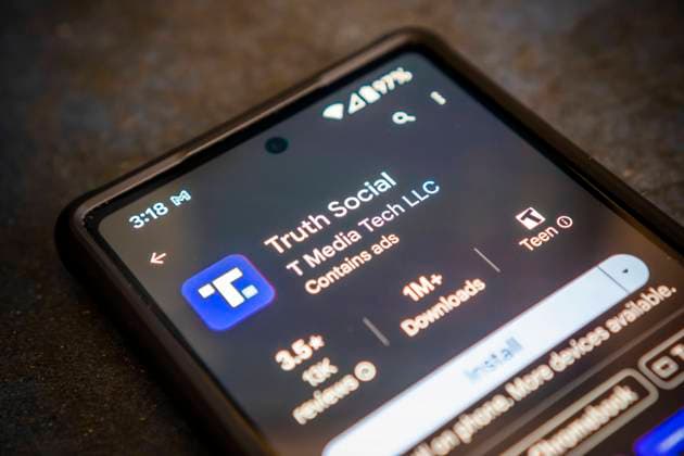 Truth Social to start trading on Nasdaq exchange The Truth Social app is displayed on a Google smartphone in New York on Monday, March 25, 2024. Trump Media & Technology Group announced that its merger with Digital World Acquisition Corp. is completed and the stock will start trading on Tuesday under the ticker DJT. (  RichardxB.xLevine