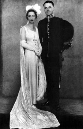 DUCHESS OF WINDSOR (1896-1986). Née Bessie Wallis Warfield. With her second husband, Ernest Simpson, being presented at court in England. Photograph, June 1931.  Copyright: xGRANGERx xGRANGERx 0175806