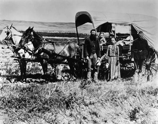 NEBRASKA: SETTLERS, 1886. An emigrant family entering the South Loup Valley, Custer County, Nebraska. Photographed by Solomon D. Butcher, 1886.  Copyright: xGRANGERx xGRANGERx 0186543