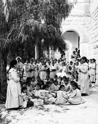 Palestine: Palestinian girls at the English Mission Girls School, Nablus, c. 1910 Palestine (Arabic: ÙÙ Ø³Ø·ÙäÙÜŽ Filasá¹­Ä«n, Falasá¹­Ä«n, Filisá¹­Ä«n; Greek: Î Î±Î»Î±Î¹ÏƒÏ Î¯Î½Î·, PalaistinÄ ; Latin: Palaestina; Hebrew: ×¤×œ× ×ª×™× × Palestina) is a n ame given to the geographic region between the Mediterranean Sea and the Jordan River. The region is also known as the Land of Israel (Hebrew: ××¨×¥Ö¾×™× ×¨××œ Eretz-Yisra el), the Holy Land and the Southern Levant.<br ><br > In 1832 Palestine was conquered by Muhammad Ali s Egypt, but in 1840 Britain intervened and returned control of the Levant to the Ottomans in return for further capitulations. The end of the 19th century saw the beginning of Zionist immigration and the Revival of Copyright: xxPicturesxFromxHistoryx