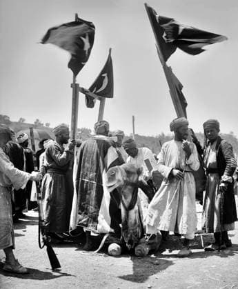 Palestine: Decorating a wedding camel with flags for the bridal procession, Abu Ghosh, near Jerusalem, 1904 Palestine (Arabic: ÙÙ Ø³Ø·ÙäÙÜŽ Filasá¹­Ä«n, Falasá¹­Ä«n, Filisá¹­Ä«n; Greek: Î Î±Î»Î±Î¹ÏƒÏ Î¯Î½Î·, PalaistinÄ ; Latin: Palaestina; Hebrew: ×¤×œ× ×ª×™× × Palestina) is a n ame given to the geographic region between the Mediterranean Sea and the Jordan River. The region is also known as the Land of Israel (Hebrew: ××¨×¥Ö¾×™× ×¨××œ Eretz-Yisra el), the Holy Land and the Southern Levant.<br ><br > In 1832 Palestine was conquered by Muhammad Ali s Egypt, but in 1840 Britain intervened and returned control of the Levant to the Ottomans in return for further capitulations. The end of the 19th century saw the beginning of Zionist immi Copyright: xxPicturesxFromxHistoryx