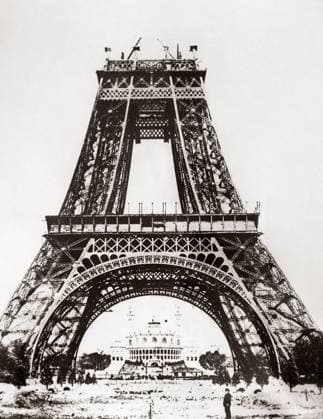 EIFFEL TOWER: CONSTRUCTION. Building the Eiffel Tower on the Champ de Mars in Paris, France, for the Universal Exposition of 1889. The Palais de Trocadero can be seen in the background. Photograph, late 1888.  Copyright: xGRANGERx xGRANGERx 0260373