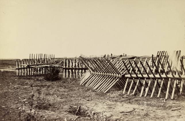 CIVIL WAR: PETERSBURG, c1863. Chevaux de frise in front of Confederate fortifications in Petersburg, Virginia. Photograph by Andrew J. Russell, c1863.  Copyright: xGRANGERx xGRANGERx 0268665