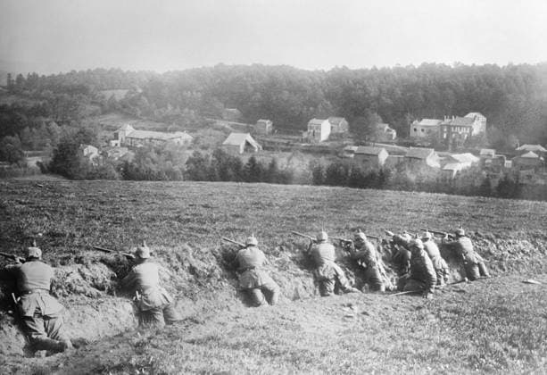 WWI: TRENCHES, c1915. German soldiers in the trenches in the Argonne Forest in France. Photograph, c1915.  Copyright: xGRANGERx xGRANGERx 0354446