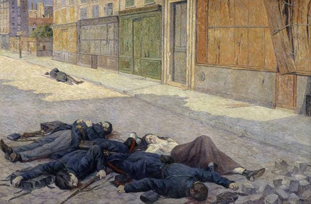 LUCE: STREET IN PARIS. A Street in Paris in May 1871. Oil on canvas, Maximilien Luce, c1904.  Copyright: xGRANGERx xGRANGERx 0433828