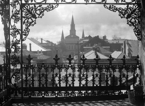 NEW ORLEANS, c1923. View through wrought iron, New Orleans, Louisiana. Photograph by Arnold Genthe, c1923.  Copyright: xGRANGERx xGRANGERx 0525729