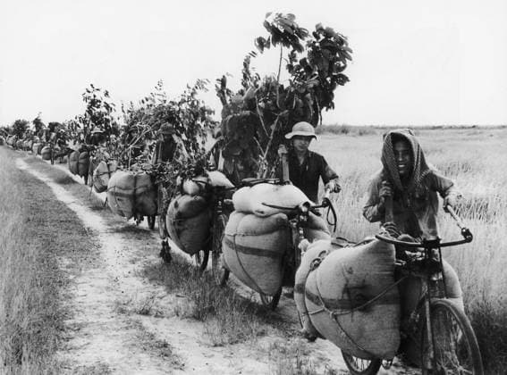Vietnam: Transporting food for the frontline, Cu Chi, South Vietnam, Second Indochina War (Vietnam War) (1972) The Second Indochina War, known in America as the Vietnam War, was a Cold War era military conflict that occurred in Vietnam, Laos, and Cambodia from 1 November 1955 to the fall of Saigon on 30 April 1975. This war followed the First Indochina War and was fought between North Vietnam, supported by its communist allies, and the government of South Vietnam, supported by the U.S. and other anti-communist nations. The U.S. government viewed involvement in the war as a way to prevent a communist takeover of South Vietnam and part of their wider strategy of containment.<br ><br > The North Vietnamese government viewed the war as a colon Copyright: xxPicturesxFromxHistoryx