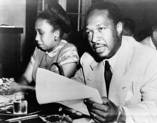 JOSH WHITE (1914-1969). American musician and civil rights activist; also known as Pinewood Tom and Tippy Barton. Photograped with his wife Carol, testifying before the House Un-American Activities Committee, September 1950.  Copyright: xGRANGERx xGRANGERx 0526929