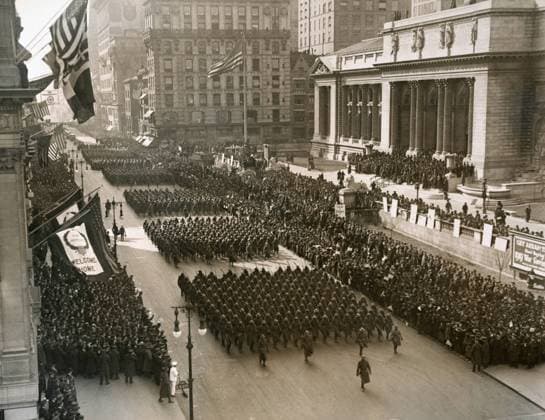 WWI: PARADE, 1919. The 369th Infantry Regiment on parade up Fifth Avenue in New York City. Photograph, 17 February 1919.  Copyright: xGRANGERx xGRANGERx 0528284