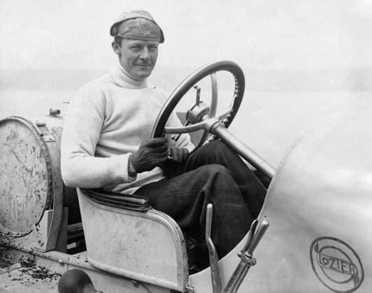 HARRY MICHENER, 1908. Driver Harry Michener in a Lozier car during the 1908 Grand Prize races in Savannah, Georgia. Photograph, 1908.  Copyright: xGRANGERx xGRANGERx 0620111