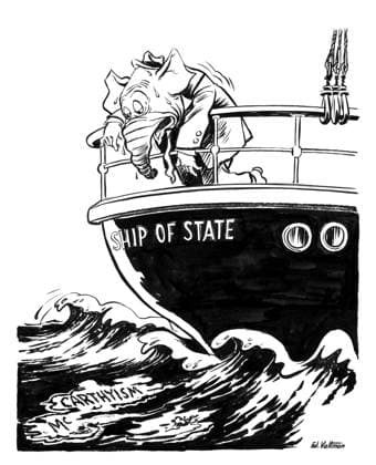CARTOON: MCCARTHYISM, 1954. Getting it out of his system. Cartoon comment on the declining influence of Senator Joseph McCarthy and his anti-Communist crusade within the Republican Party. Cartoon by Edmund Valtman, 11 March 1954.  Copyright: xGRANGERx xGRANGERx 0621518