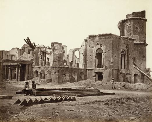 INDIA: SEPOY REBELLION. The ruins of the British residency at Lucknow, attacked by native troops of the Bengal Army during the Sepoy Rebellion, 1857. This view shows the room where Brigadier General Sir Henry Montgomery Lawrence was killed. Photograph by Felice Beato, c1858.  Copyright: xGRANGERx xGRANGERx 0641661