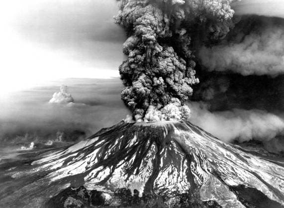 MOUNT ST. HELENS, 1980. Aerial view of the Mount St. Helens eruption, Skamania County, Washington. Photograph, 18 May 1980.  Copyright: xGRANGERx xGRANGERx 0644696