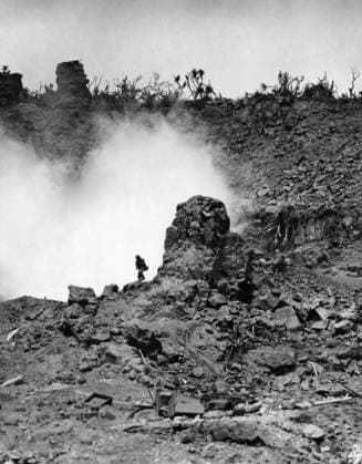 WWII: IWO JIMA, 1945. American Marines using high explosives against a fortified Japanese position during the Battle of Iwo Jima. Photograph, 1945.  Copyright: xGRANGERx xGRANGERx 0645015